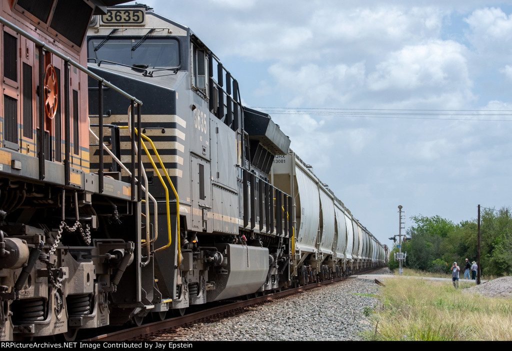 NS 3635 trails on a westbound